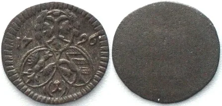 1796 German States NUREMBERG Pfennig 1796, uniface, billon XF EF