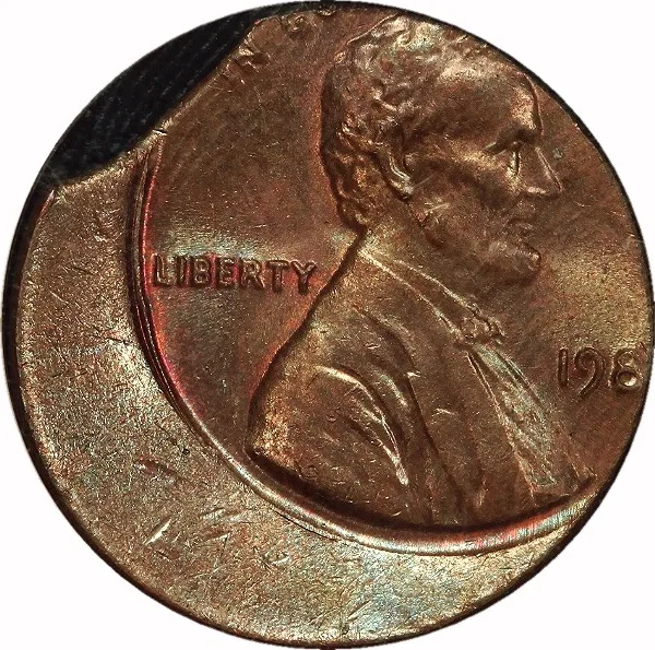 Lincoln Cent, ND (1980-1982), 25% Off Center on curved Clip Planchet, 1¢, MS66 BN, NGC