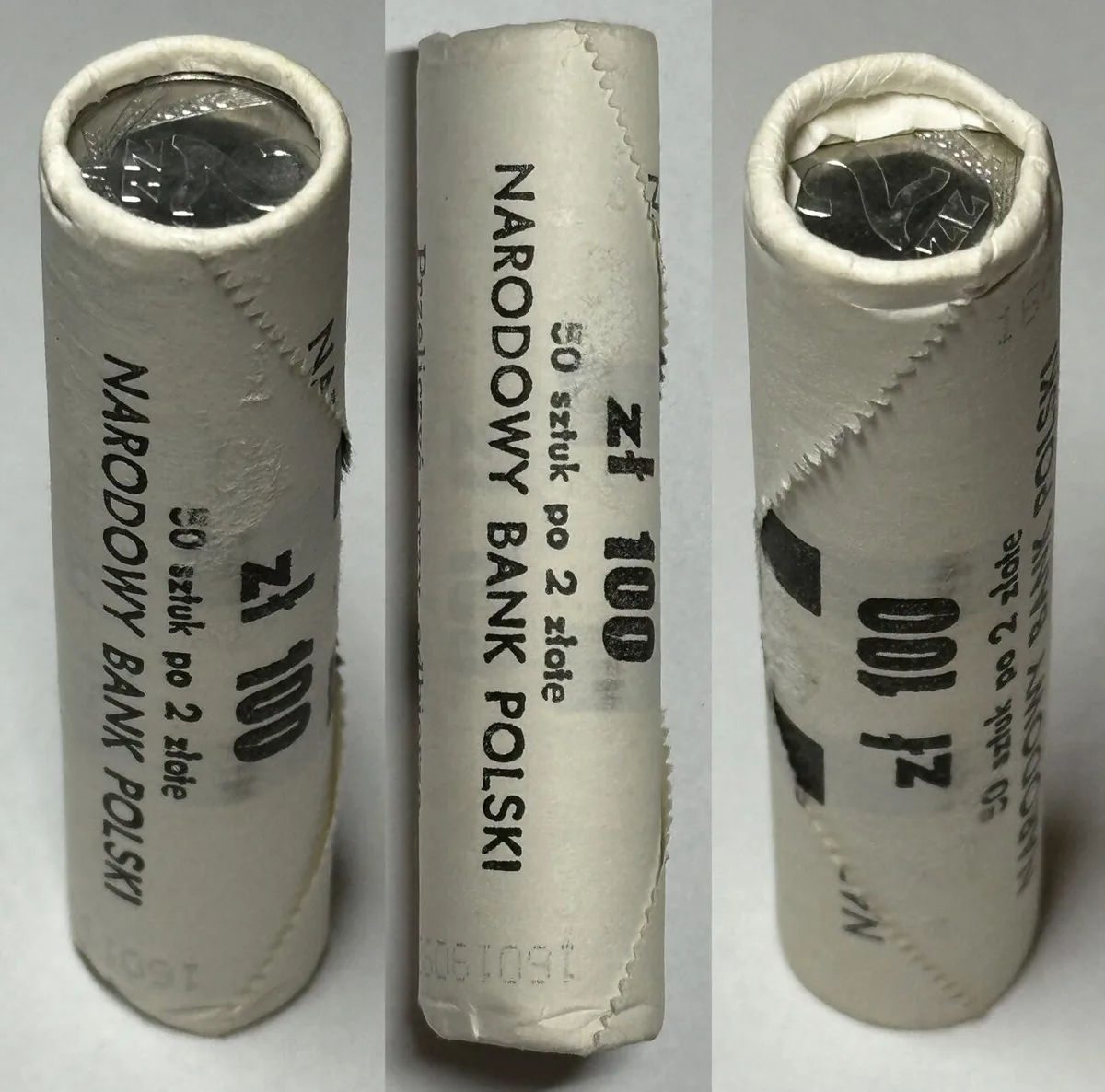 1989 POLAND. Coin roll 50 x 2 Zlote 1989-1990 Alu NARODOWY BANK POLSKI AU