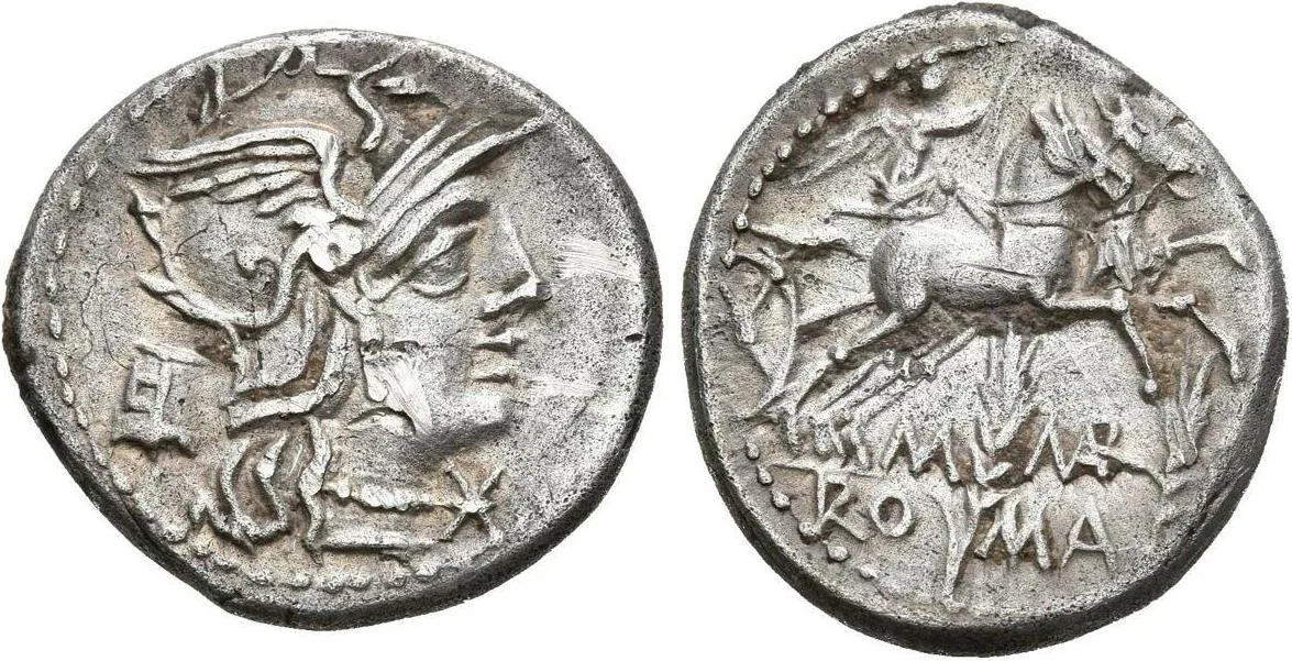 GENS MARCIA. Denarius. (AR 3,75 g / 19 mm). 134 BC Rome.