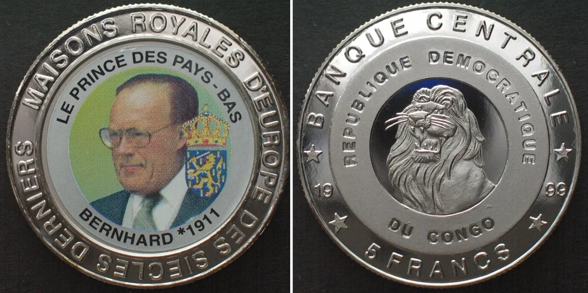 1999 CONGO 5 Francs 1999 Bernhard ROYALS OF EUROPE Cu-Ni Proof