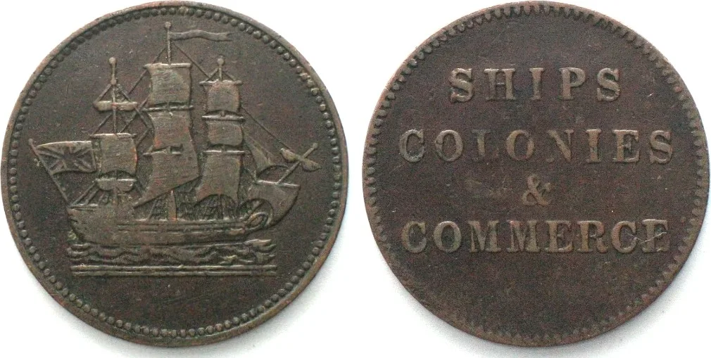 1830 PRINCE EDWARD ISLAND. Halfpenny Token c.1830 SHIPS COLONIES & COMMERCE VF
