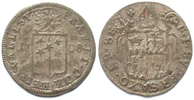 1708 Swiss Cantons VALAIS Sitten Batzen 1708 FRANZ JOSEPH SUPERSAXO billon XF! EF