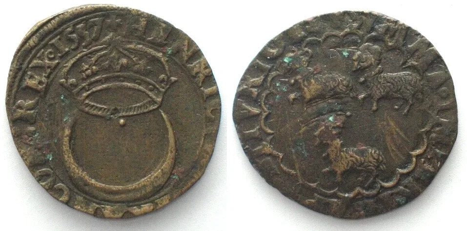 1557 BERRY Token 1557, Chambre des Comptes du Berry HENRI II brass 24mm AU