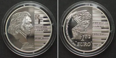 2005 FRANCE 1-1/2 Euro 2005 FREDERIC CHOPIN silver Proof, SCARCE! Proof