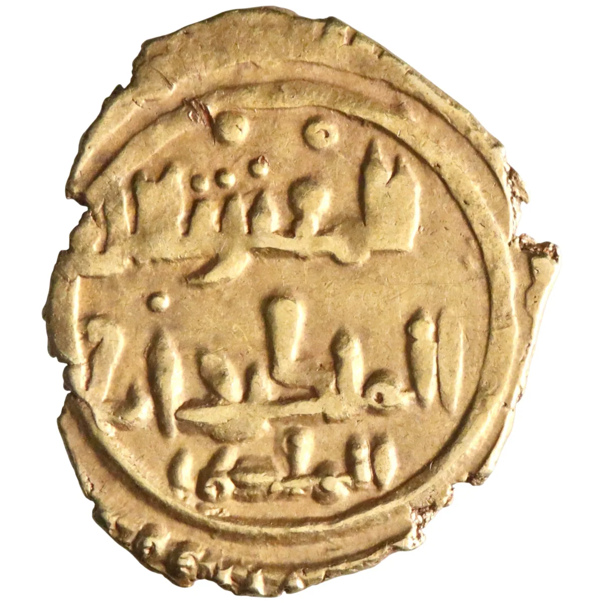 Sicily: Roger II (1105-1154), gold tari (0.94g), Siqiliya (Sicily), 1105-1154 CE. Roger cited with titles al-Mu'tazz and al-Mu'azzam. Arabic legends / Cross flanked by IC-XC NI-KA.