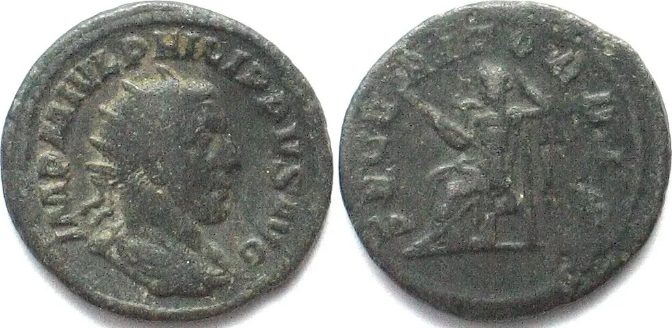 244-247 PHILIP I Arabs (244-249 AD) AR Antoninianus 244-247 Rome mint, Securitas seated VF+