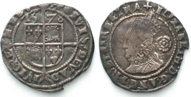 1578 ENGLAND Threepence 1578, 5th issue, Tower mint, ELIZABETH I, silver, VF-XF VF-EF