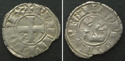 1295-1303 FRANCE. Double tournois 1295-1303, PHILIP IV THE FAIR silver XF