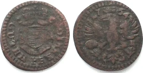 1764 German BRANDENBURG-BAYREUTH Pfennig 1764 FRIEDRICH CHRISTIAN billon XF EF