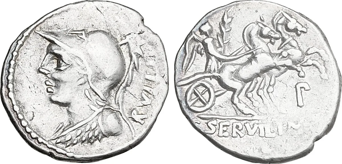 The Roman Republic. P. Servilius M. f. Rullus. AR Denarius (3.88gm). Rome