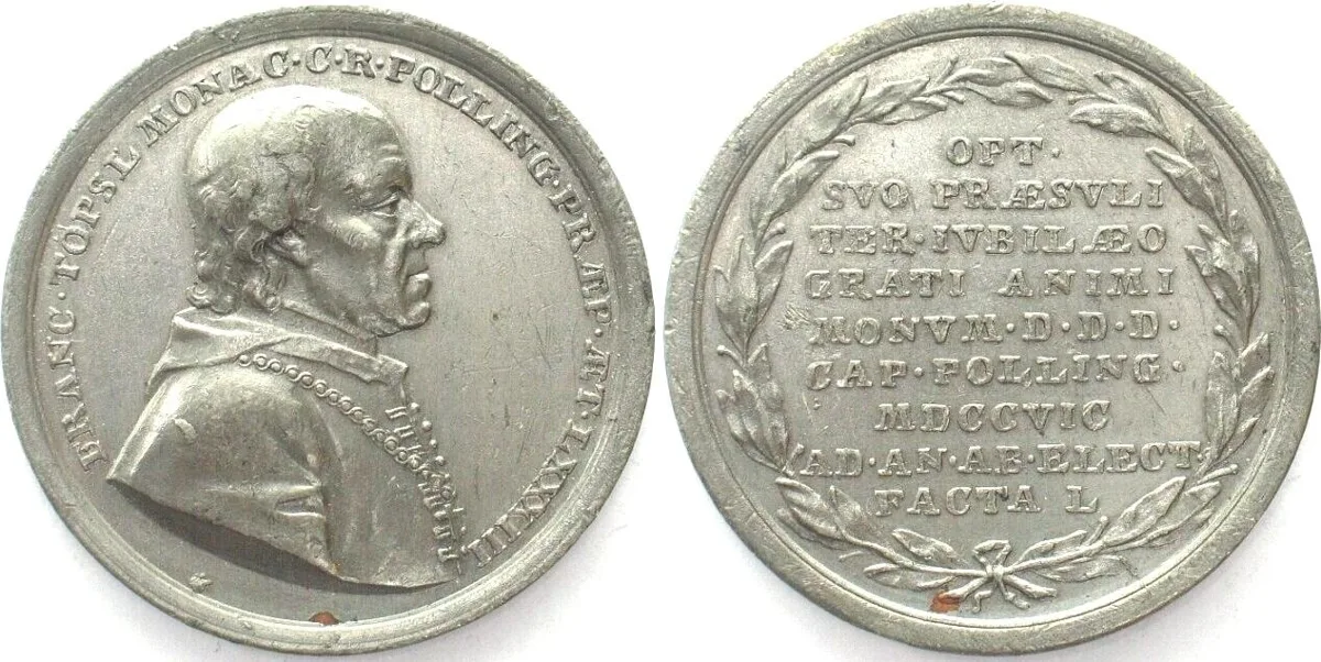 1794 BAVARIA 1794 50TH Ann. of FRANZ TOEPSL Provost of Polling tin 41mm AU