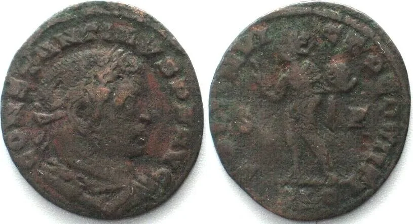 309-310 CONSTANTINE I the Great. AE Follis, 309-310, SOLI INVICTO COMITI, PLC Lyons mint VF