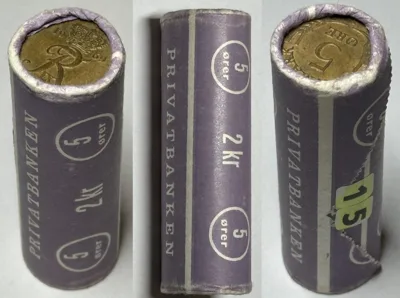 1969 DENMARK Coin roll 40 x 5 Ore 1969 FREDERIK IX UNC