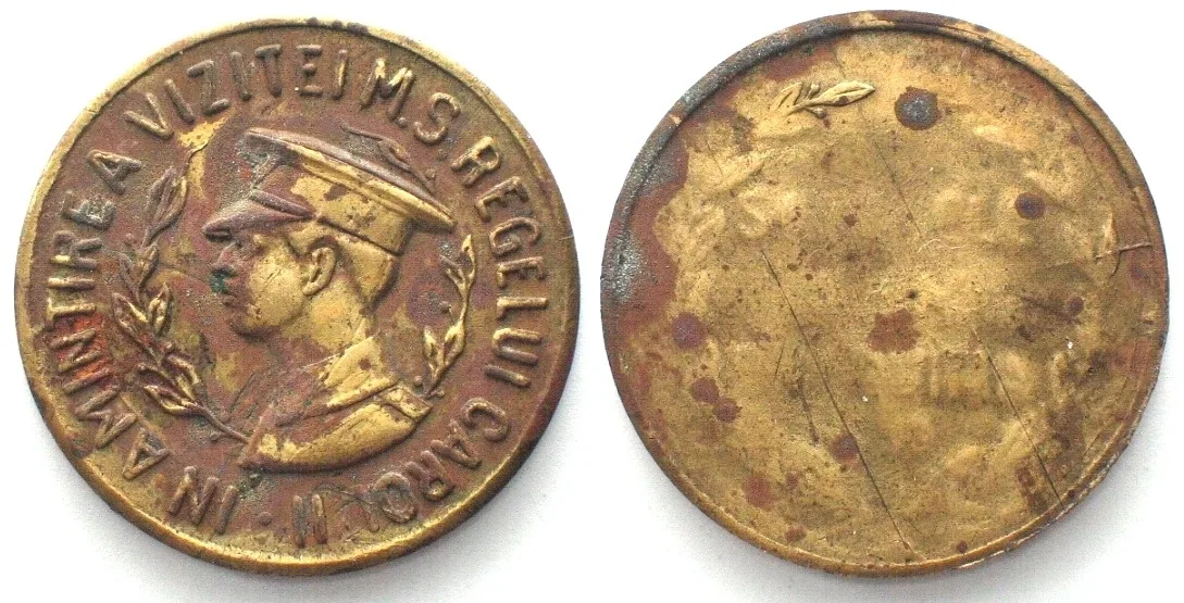 1933 ROMANIA. Royal Visit of CAROL II in BUKOVINA 1933, brass 27mm EF