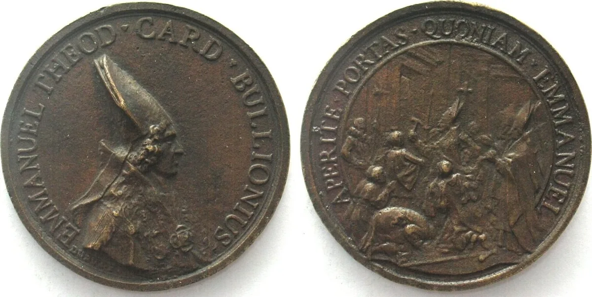 1755 EMMANVEL THEOD CARD BULLIONIUS ca.1755 by Dubut cast bronze medal 58mm AU