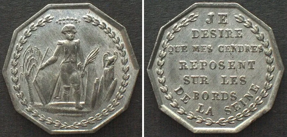 1840 RETURN OF THE REMAINS of NAPOLEON I. Token (1840), white metal, 24mm, UNC-!