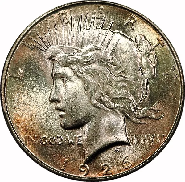 Peace Dollar, 1926-D, $1, MS64 , PCGS