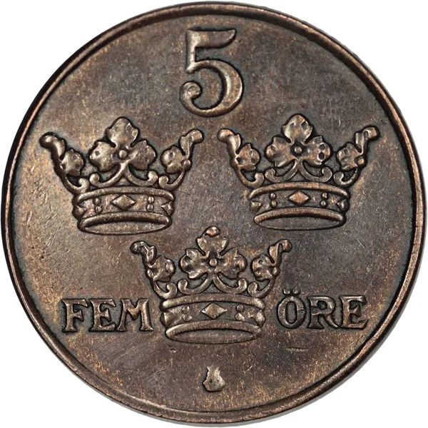 Sweden, 1919, 5 Ore, EF