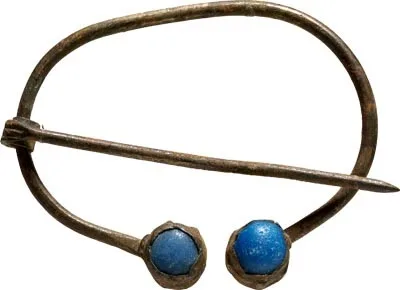Viking Silver Penannular Glass Knobbed Brooch