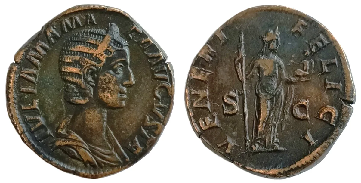 Julia Mamaea (mother of S. Alexander) Æ Sestertius. Rome, AD 224.