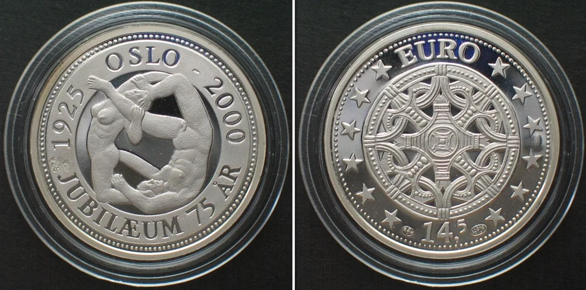 2000 NORWAY 14.5 Euro 2000, 75TH ANN. OF OSLO, silver Proof