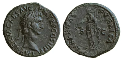 Nerva Æ As. Rome, AD 97.