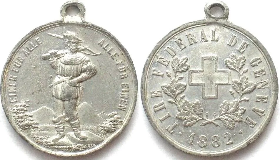 1882 GENEVA 1882 FEDERAL SHOOTING FESTIVAL Medal tin 33mm AU
