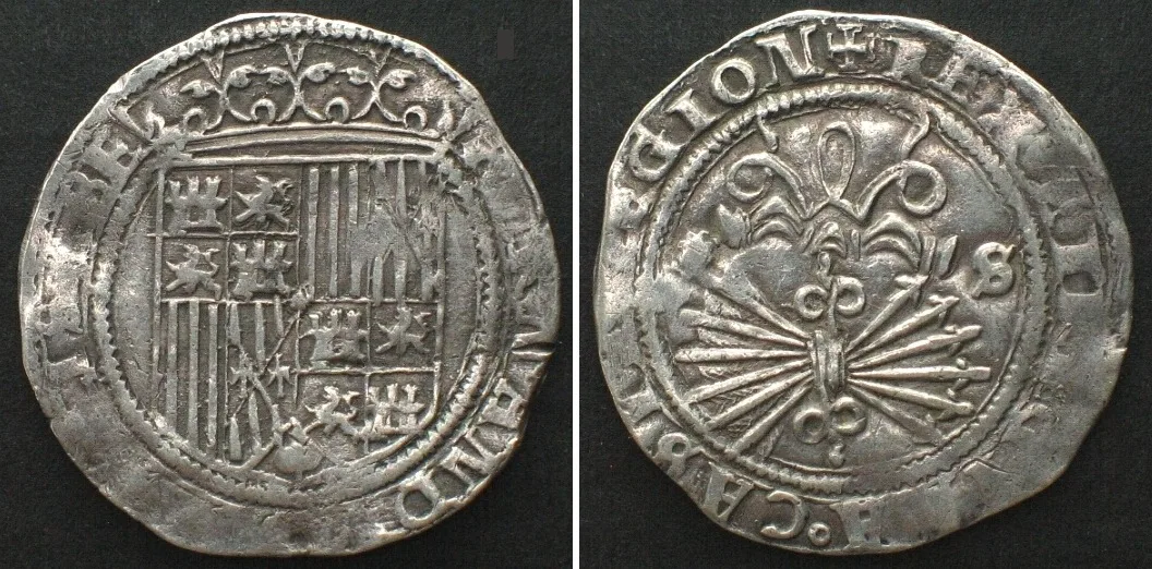 1497-1499 SPAIN. Real ND (1497-99) Seville mint FERNANDO V & ISABEL silver VF+