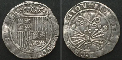 1497-1499 SPAIN. Real ND (1497-99) Seville mint FERNANDO V & ISABEL silver VF+