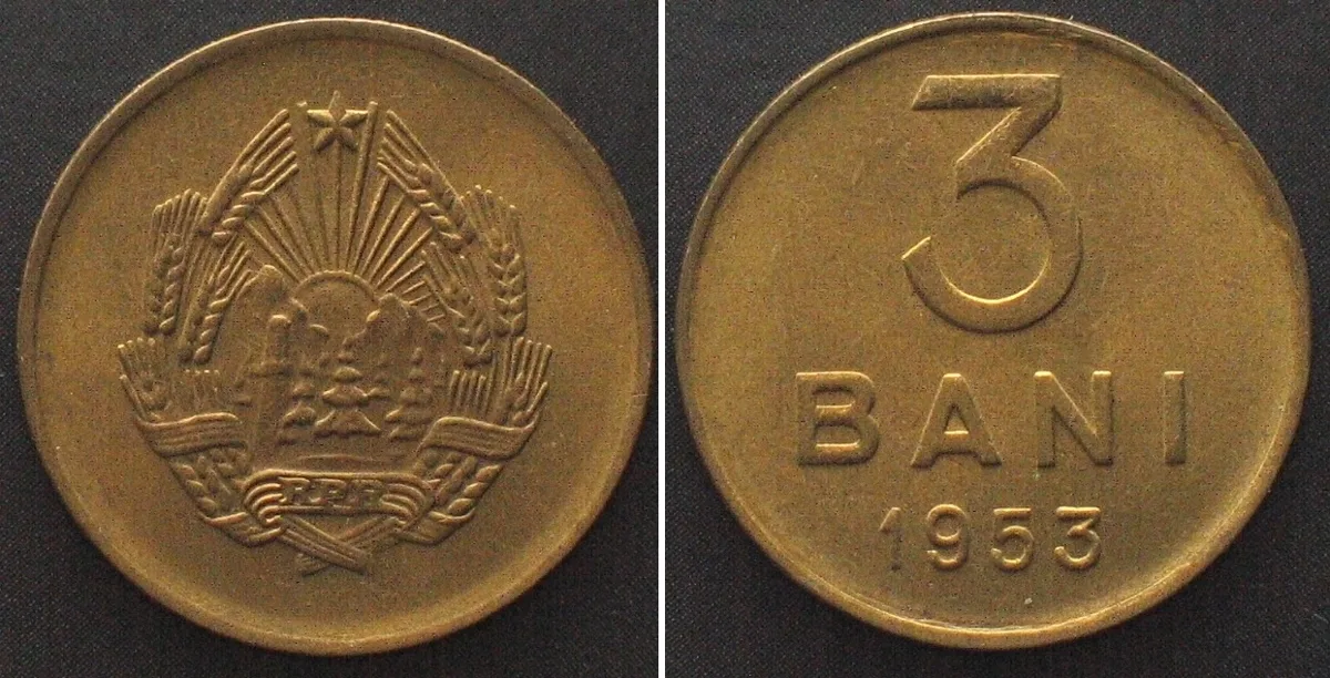 1953 ROMANIA 3 Bani 1953 Cu-Ni-Zn BU!!!