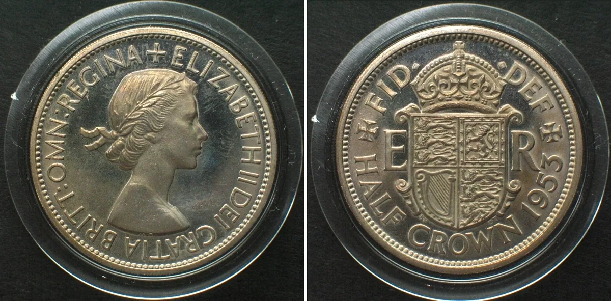 1953 GREAT BRITAIN Half Crown 1953 ELIZABETH II Cameo Proof from Coronation Set Proof