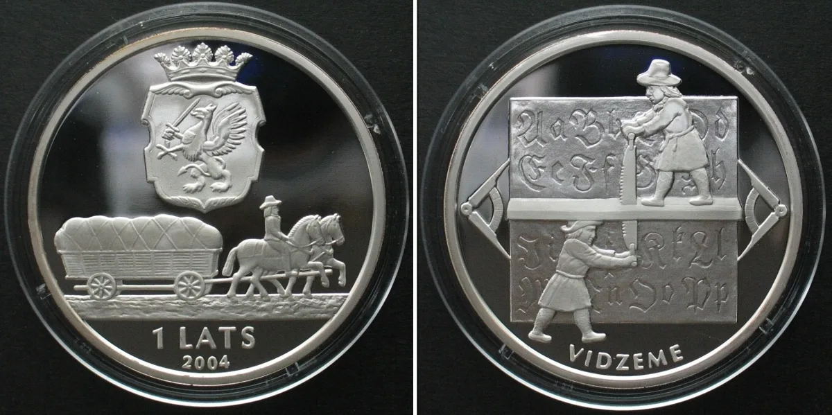 2004 LATVIA 1 Lats 2004 VIDZEME silver Proof