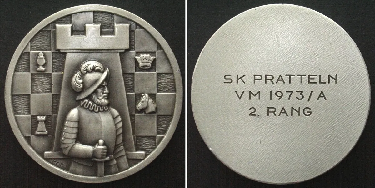 1973 SWITZERLAND Medal 1973 CHESS silvered bronze SCARCE! UNC