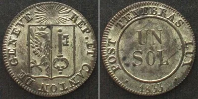 1833 Swiss Cantons GENEVA Sol 1833 billon UNC!!!