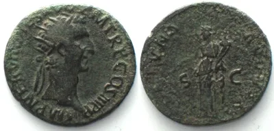 96 NERVA (96-98 AD). AE Dupondius, 96, Rome mint, FORTVNA AVGVST, VF+/VF
