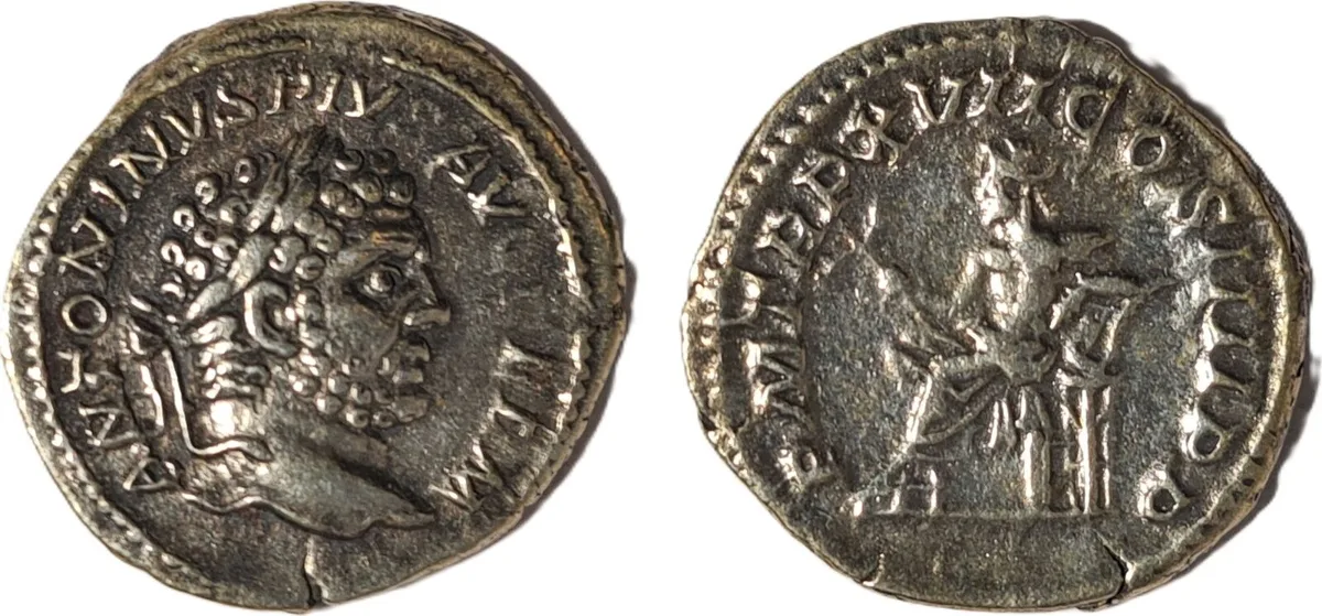 Caracalla AR Denarius. 214 AD. Rome