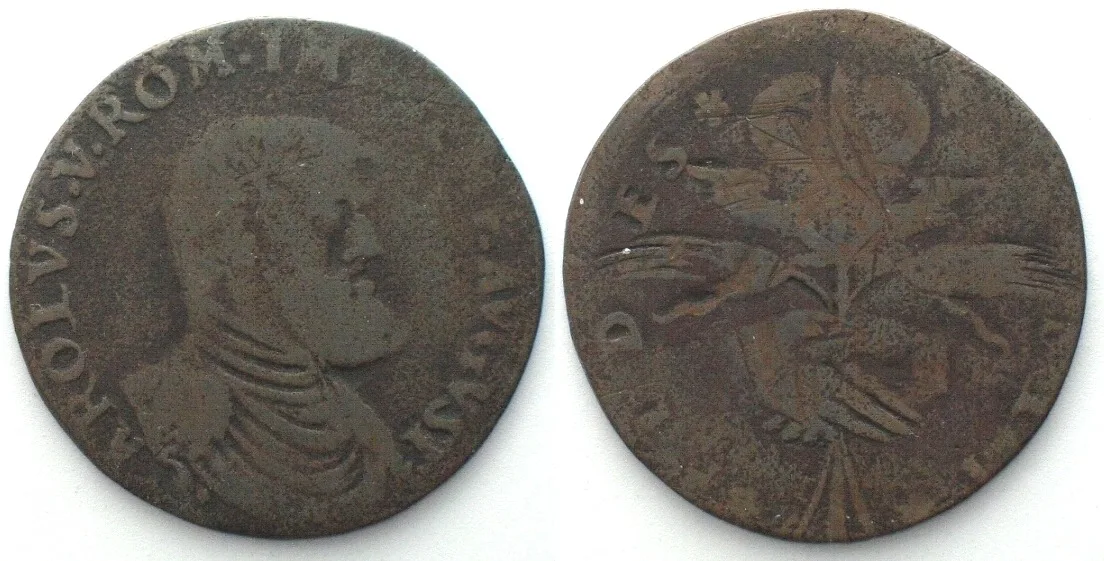 1552-1553 SPANISH NL - HOLLAND Rekenpenning ND(1552-53) CHARLES V, Peace of Passau, copper VF