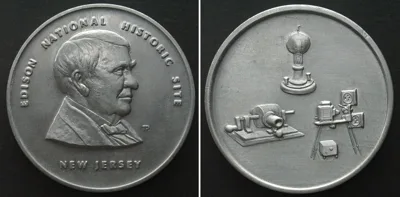 1960 Thomas Edison National Historical Site (ca. 1960) Pewter Medal 51mm UNC