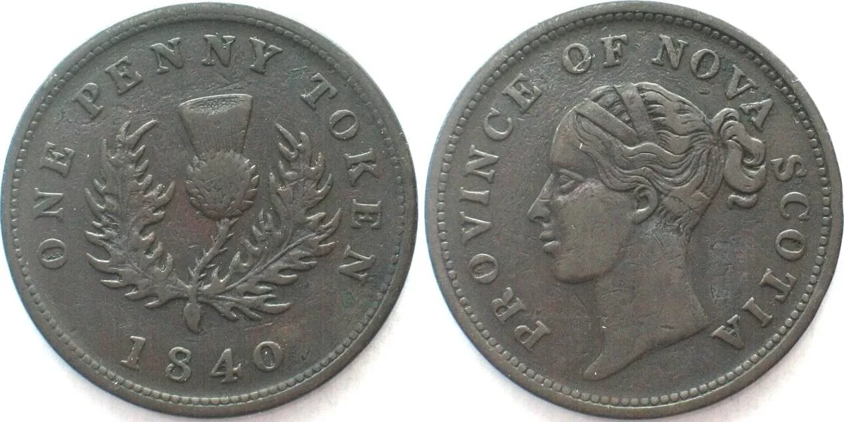 1840 CANADA - NOVA SCOTIA Penny Token 1840 VICTORIA copper VF-XF VF-EF