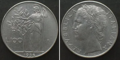 1956 ITALY 100 Lire 1956 steel AU!