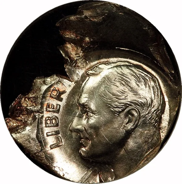Roosevelt 10¢, ND, Struck On Scrap, 10¢, MS66 , NGC