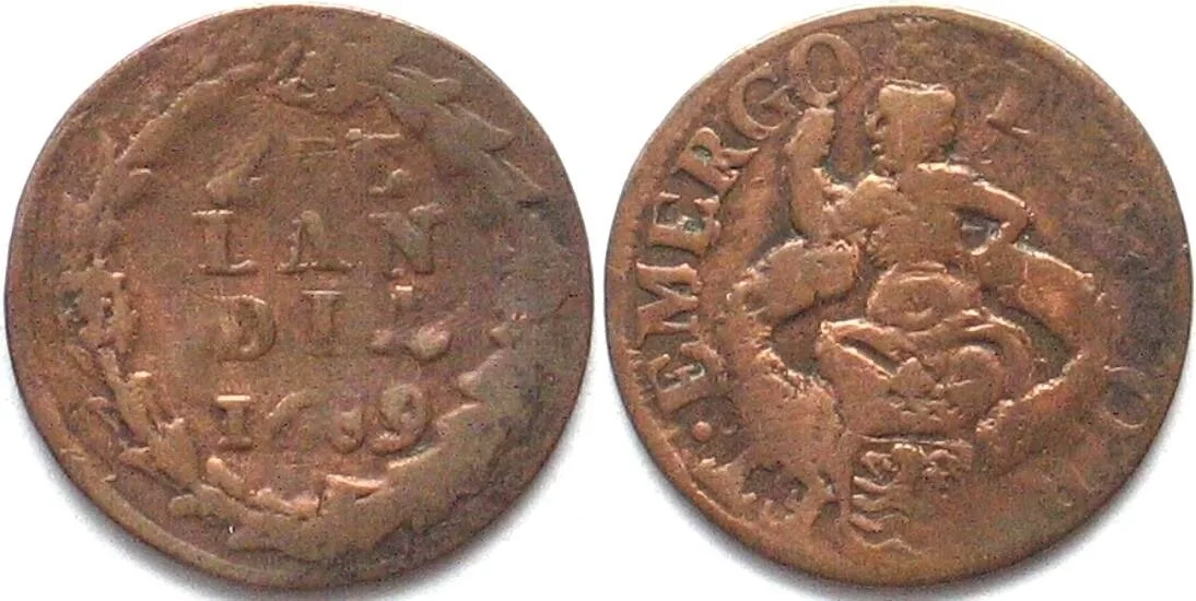 1689 NETHERLANDS - ZEELAND Duit 1689 copper VF