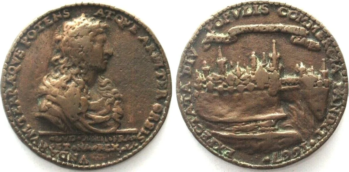 1667 LOUIS XIV Medal 1667 CANAL DU LANGUEDOC cast bronze 52mm VF