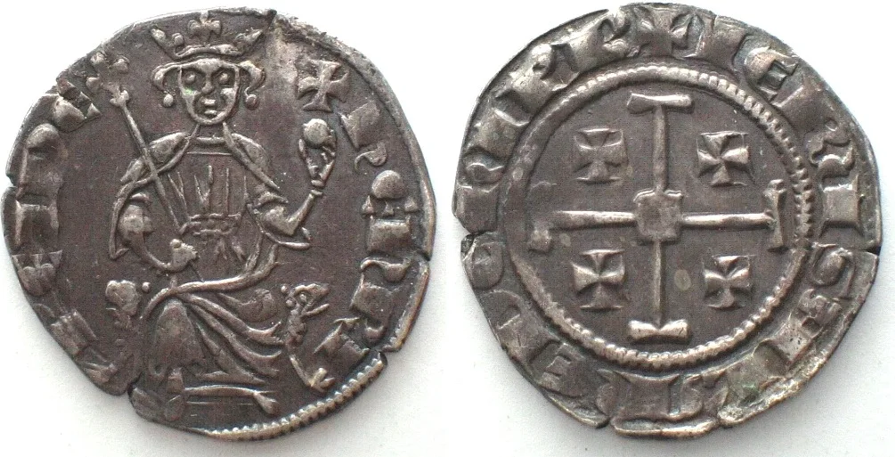 1310-1324 LUSIGNAN KINGDOM OF CYPRUS. AR Crusader Gros, HENRY II, 2nd reign 1310-1324, AU!