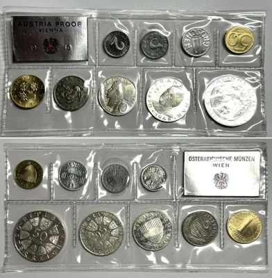 1970 AUSTRIA 1970 PROOF SET, w. silver 50 Schilling UNI INNSBRUCK, 25 Schilling LEHAR Proof