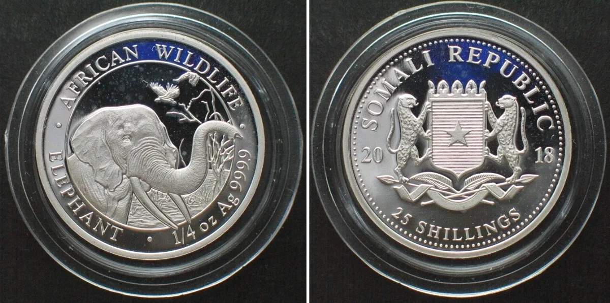 2018 SOMALIA 25 Shillings 2018 Elephant AFRICAN WILDLIFE silver 1/4 oz RARE! Proof