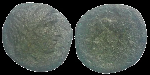 Ionia, Miletos 350-325 BC, AE 17.3mm 4gm, Green Patine, Apollo / Lion