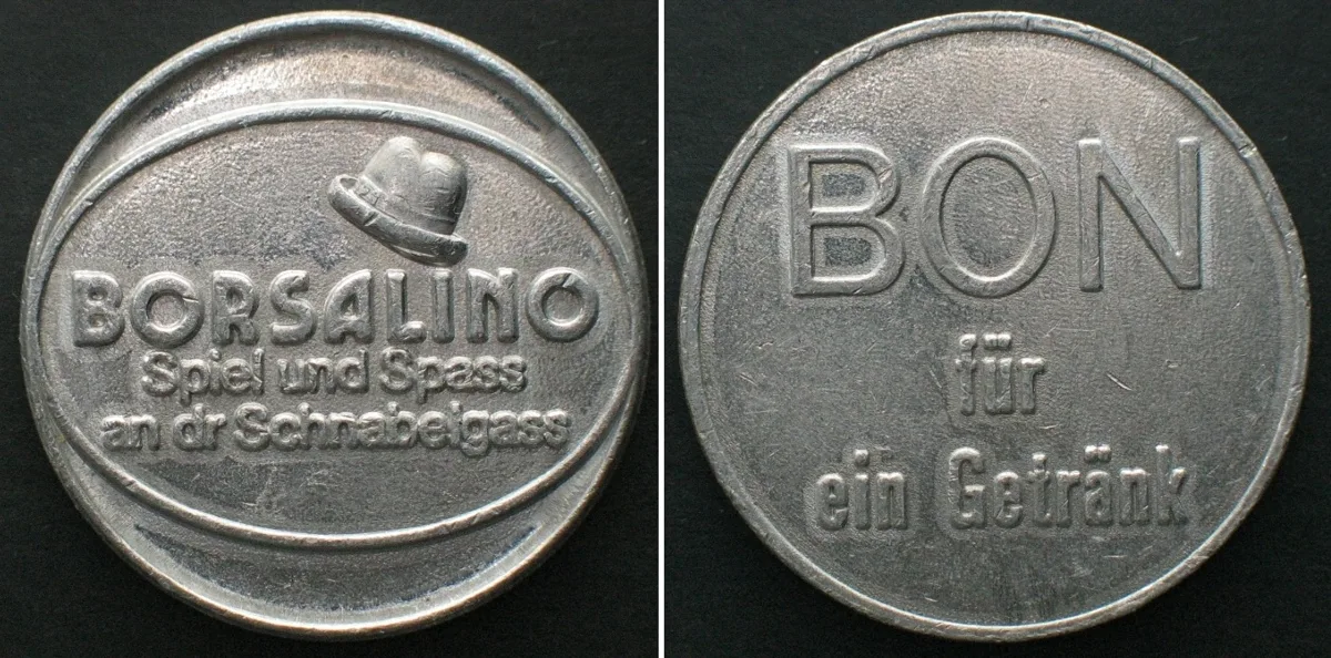 1970 BASEL - BORSOLINO Token for one Drink ND (ca. 1970) Alu 36mm SCARCE! EF