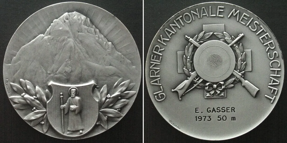 1973 GLARUS - CANTONAL SHOOTING CHAMPIONSHIP 1973 Medal, silvered bronze UNC